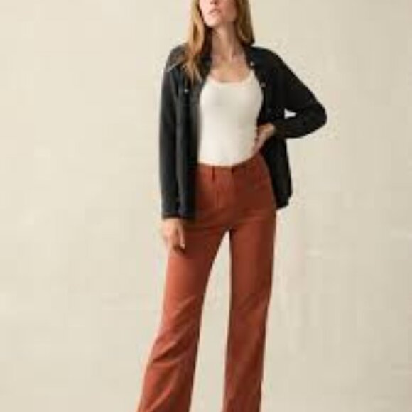 Faherty Stretch Terry Wide Leg Pant Imperial Topez Size 30 Full Length - Picture 1 of 8